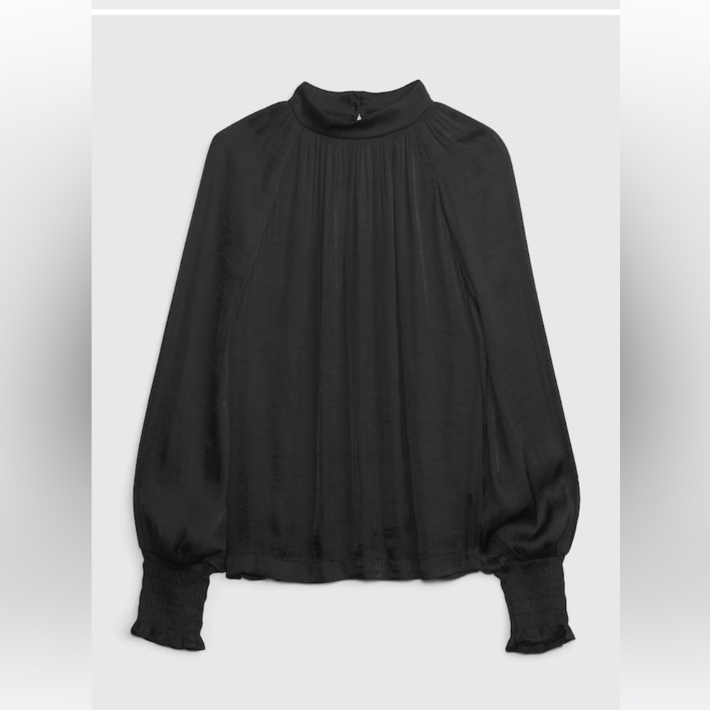 GAP size large satin mock neck too in black brand new NWT